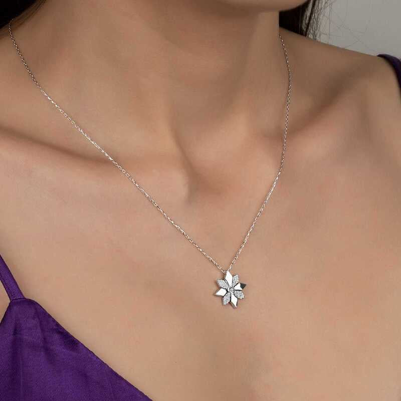 Swarovski Crystal Stone Flower Women's Necklace image 1