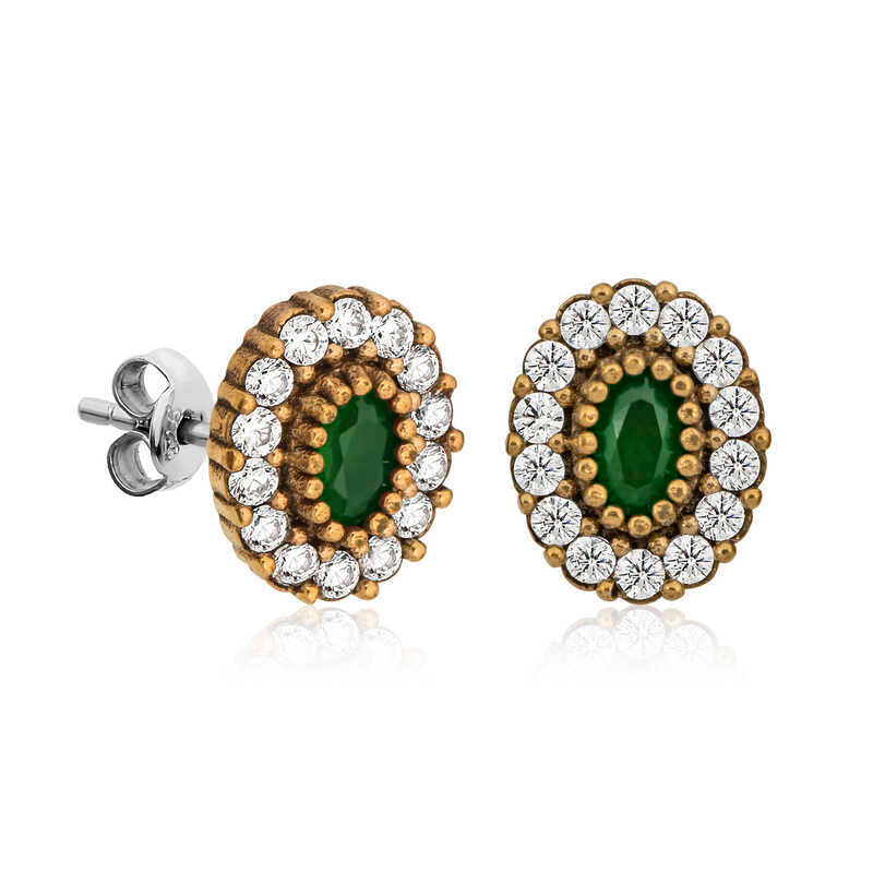 Silver Authentic Oval Studded Women's Earring image 0