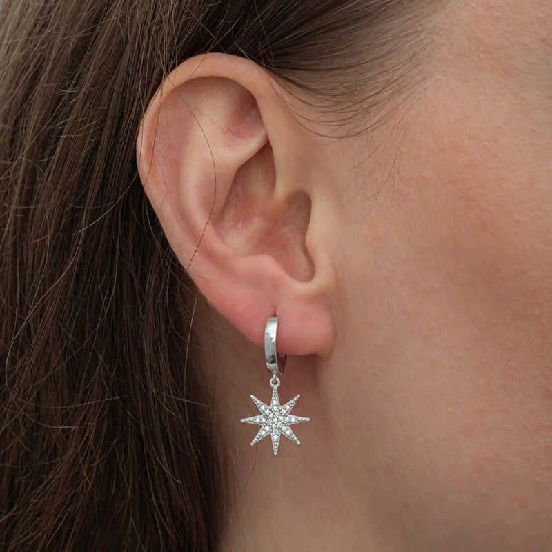 Silver Pole Star Earrings image 1