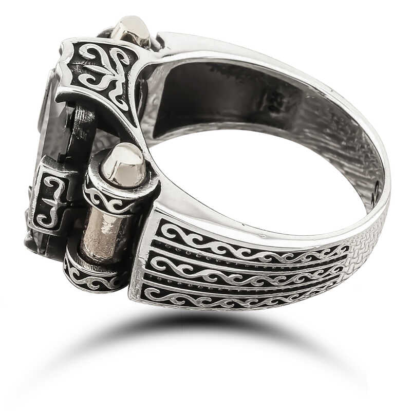 Silver Black Zircon Stone Square Men's Ring image 2