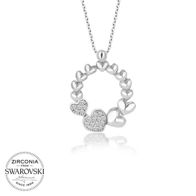 Swarovski Stone Silver Hoop Heart Women's Necklace image 0