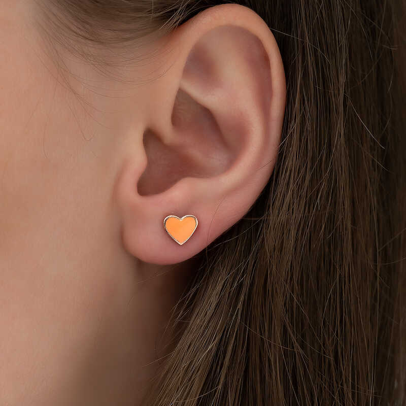 925 Silver Orange heart women's earrings image 1