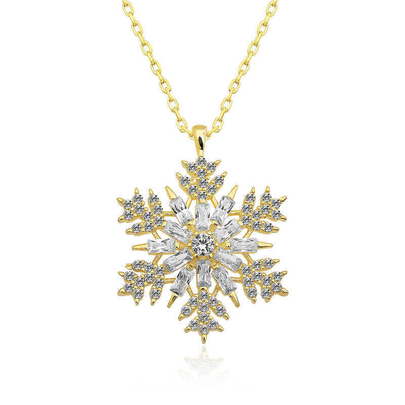 Silver Gold Snowflake Necklace image 0