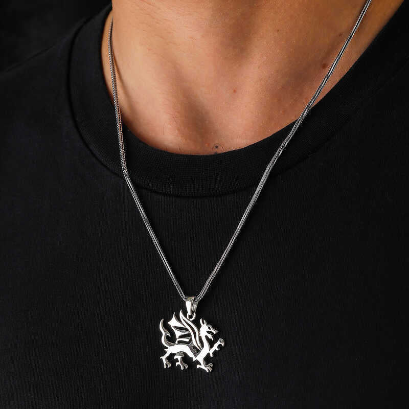Silver Dragon Men's Necklace image 1