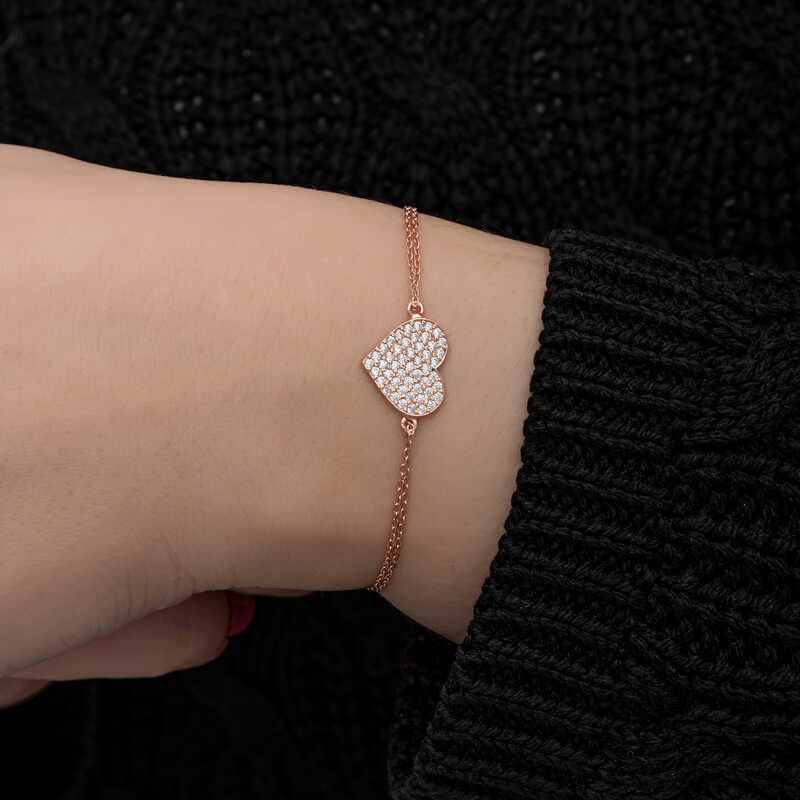 Silver Rose Heart Women's Bracelet image 2