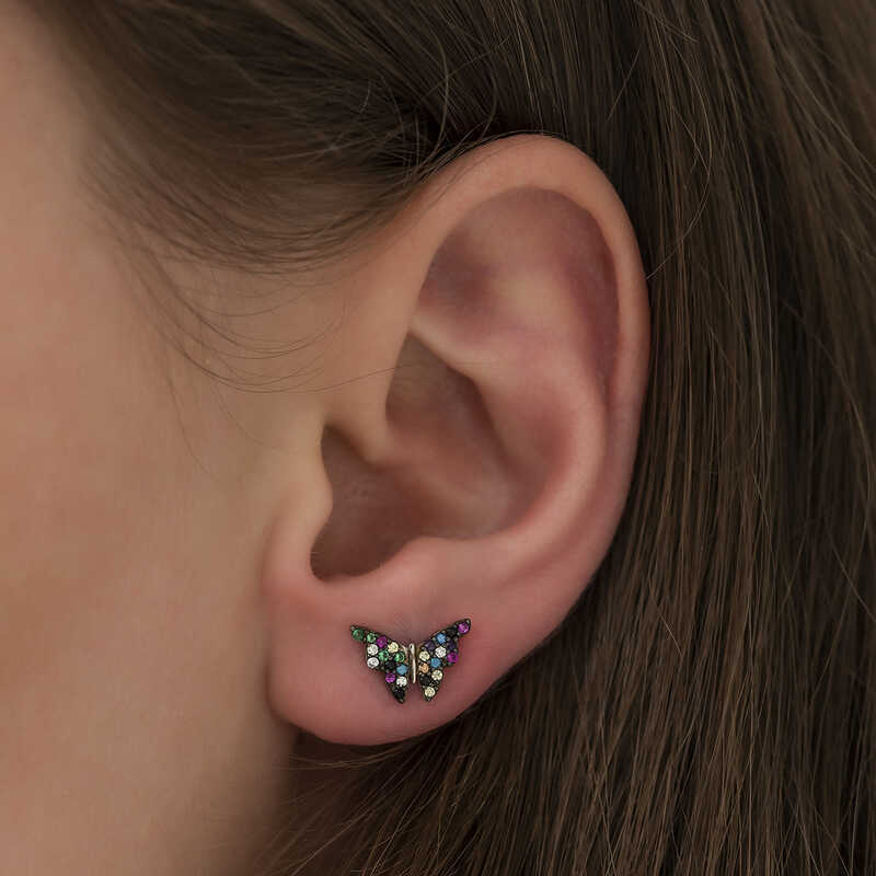 Silver Butterfly Earrings image 1