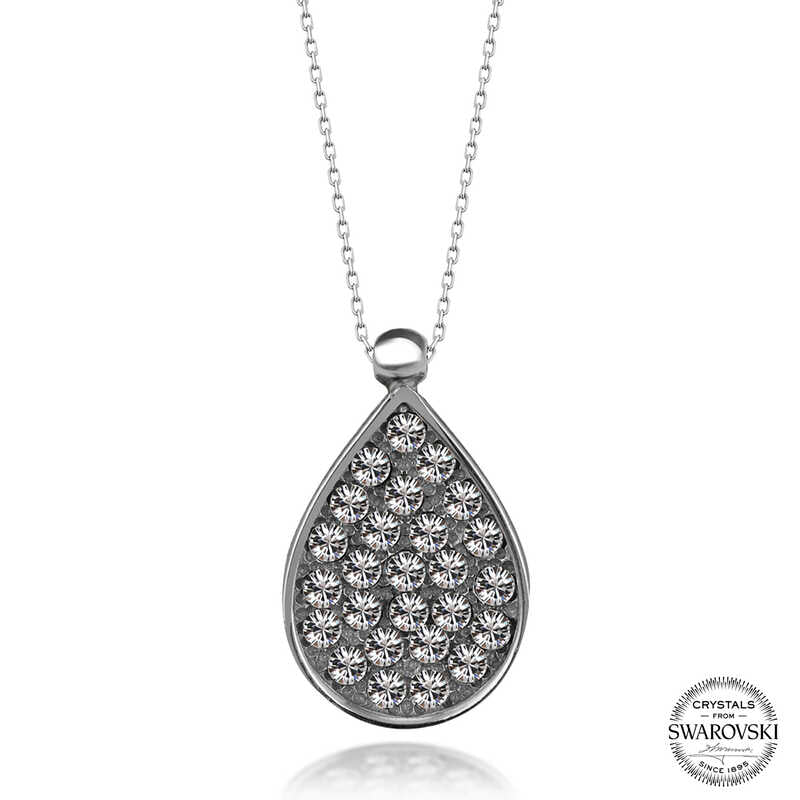Swarovski Crystal Stone Drop Silver Women's Necklace image 0