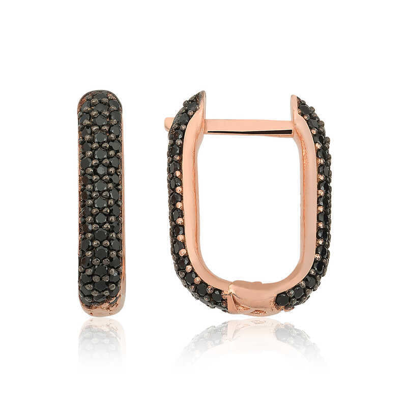 Silver Black Stone J Women's Earrings image 0