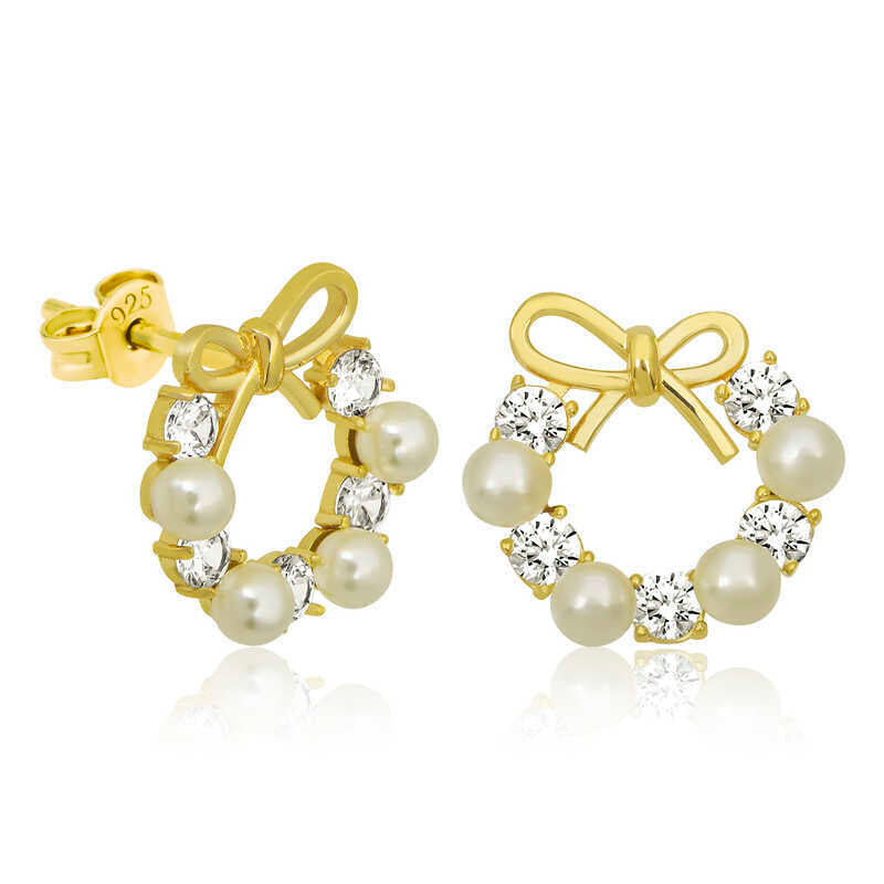 Pearl Ribbon Studded Women's Earrings image 0