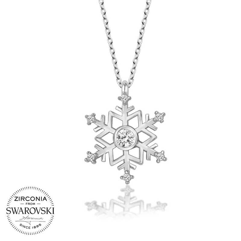 Swarovski Stone Silver Snowflake Women's Necklace image 0