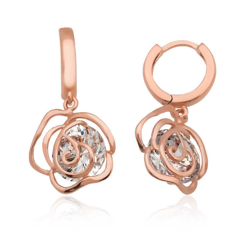Silver Dangling Rose Earrings image 0