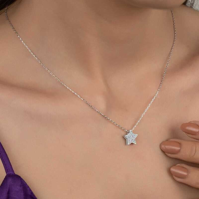 Swarovski Stone Silver Star Women's Necklace image 1