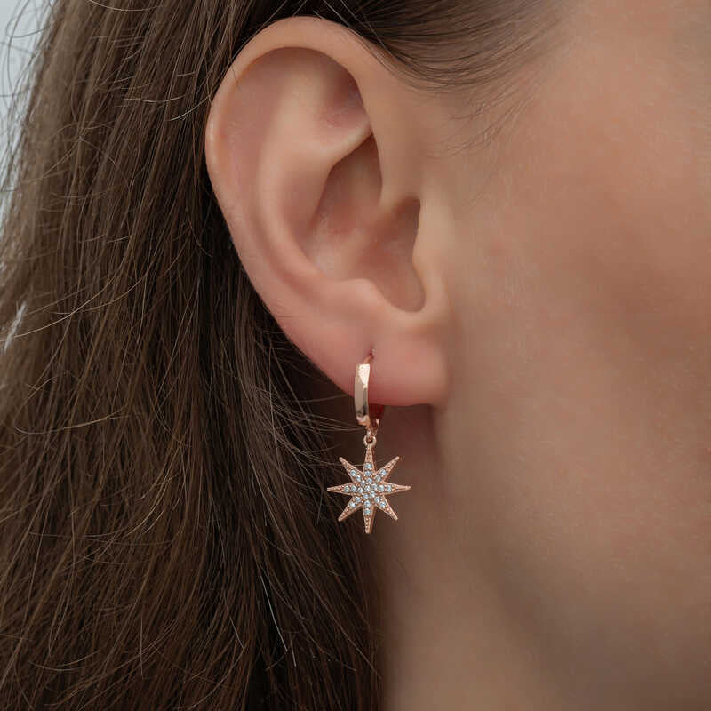 Silver Pole Star Earrings image 1
