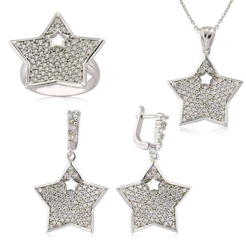 Silver Zircon Stone Star Women's Set image 0