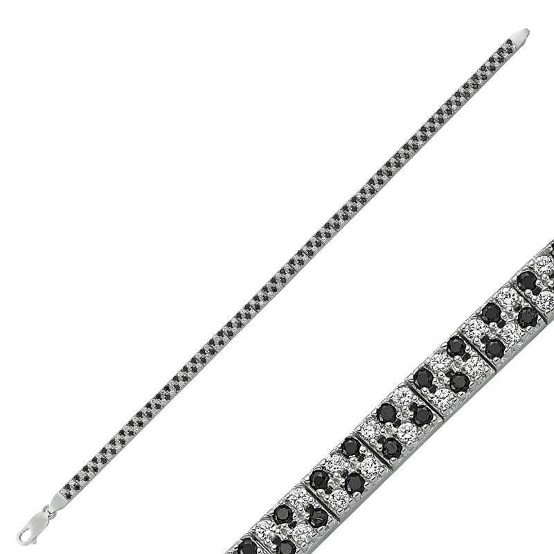 Silver Black & White Stone Tennis Bracelet image 0
