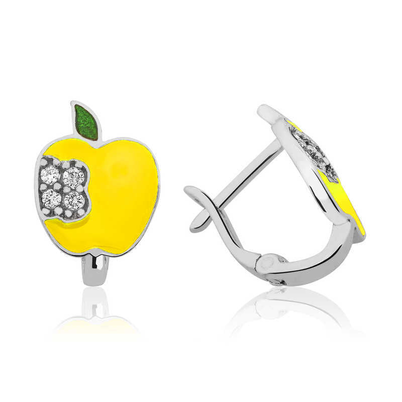 yellow apple figured children's earrings image 0