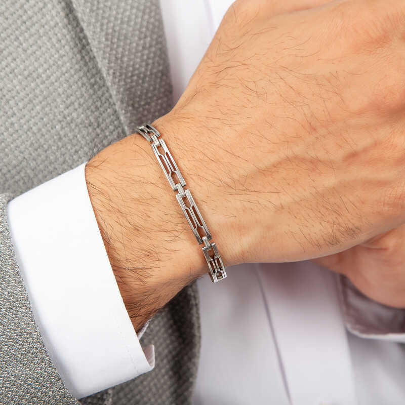 Men’s Oxidized Silver Bracelet image 1