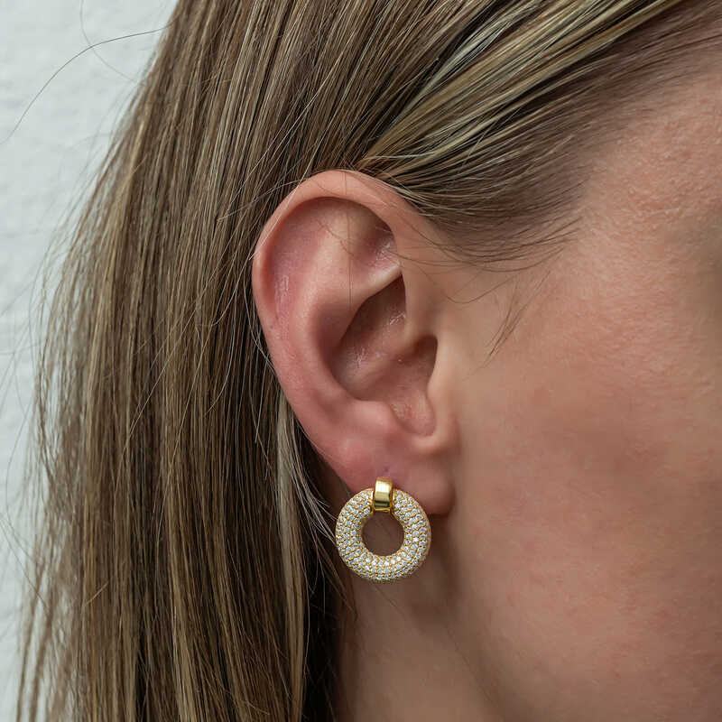 Silver Ring Gold Women's Earrings image 1