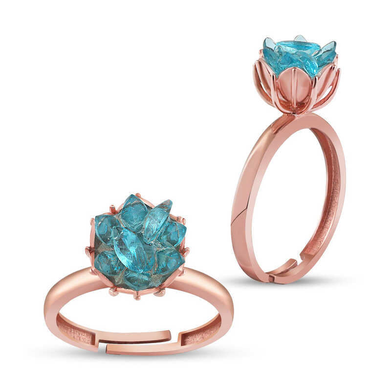 Silver Rose Blue Lotus Flower Ring image 0