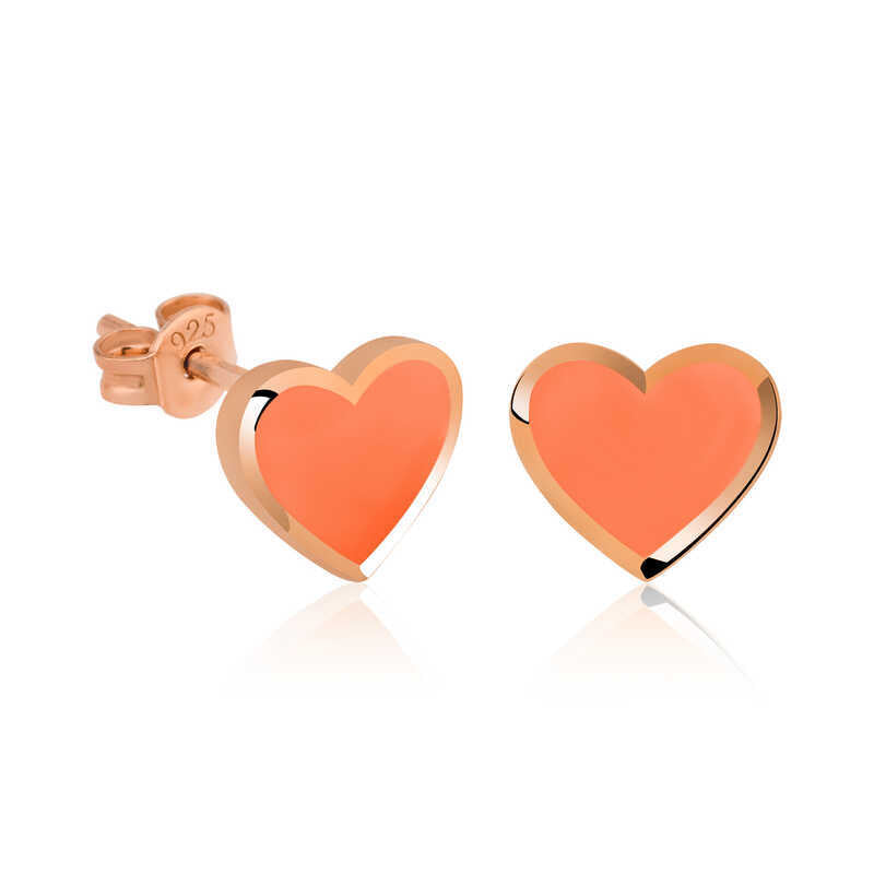 925 Silver Orange heart women's earrings image 0