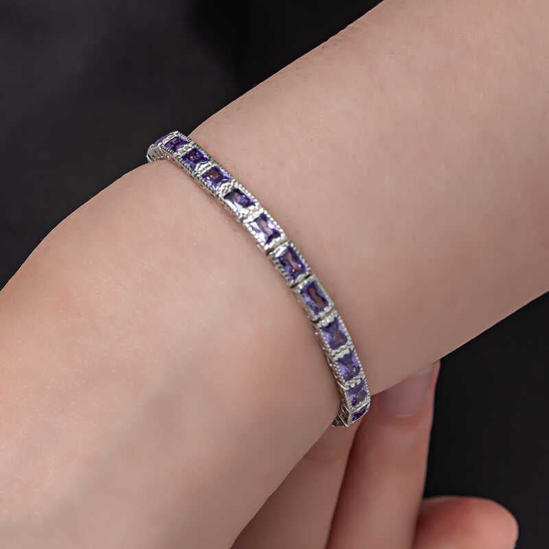 Silver Lilac Stone Tennis Bracelet for Women – Rhodium Plated image 1