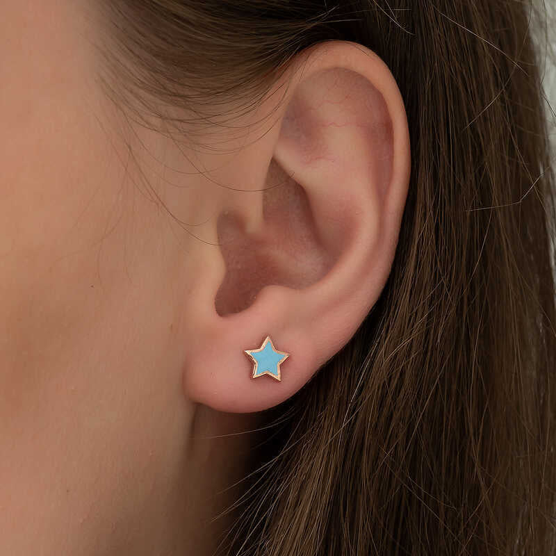 Silver blue star women's earrings image 1