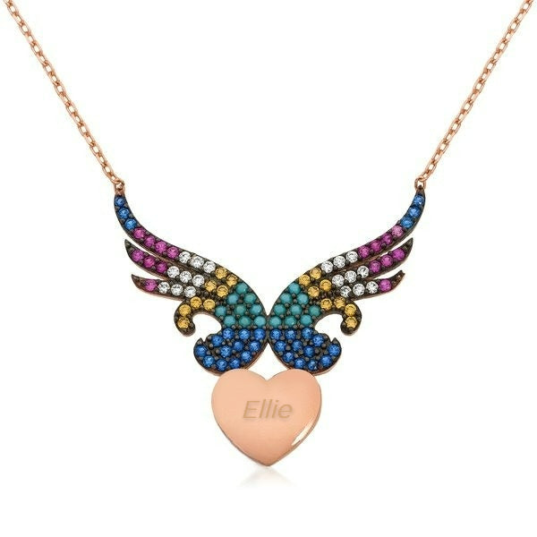 Silver Winged Heart Necklace image 0