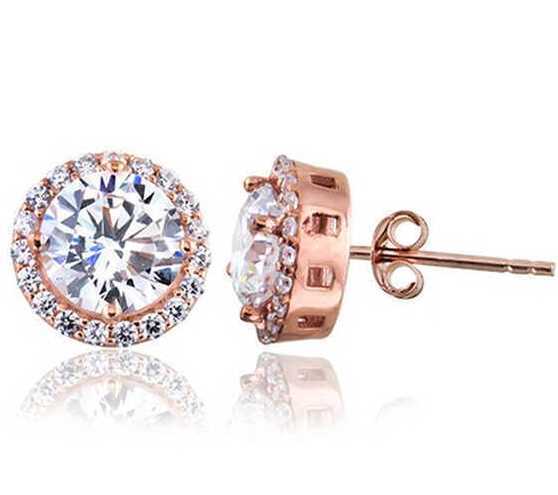 925 Sterling Silver round Zircon Stone stud earring image 0