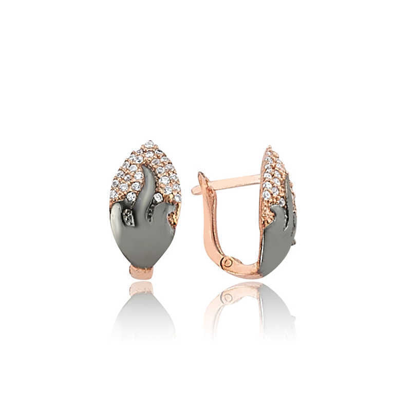 925 Sterling Silver Leaf Patterned Earrings image 0