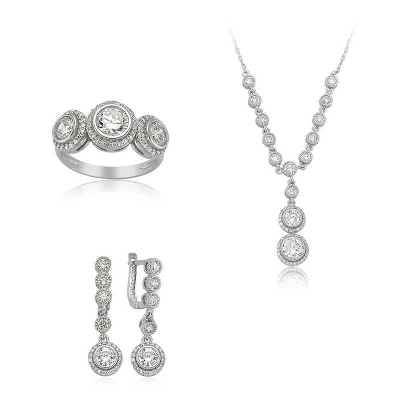 Silver White Stone Women's Set image 0