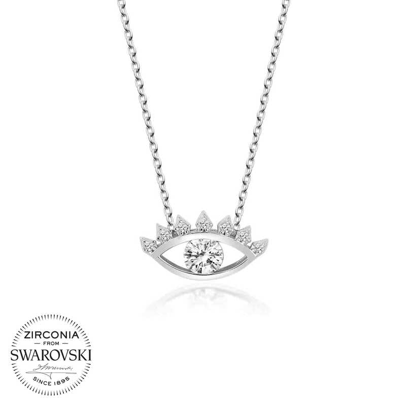 Swarovski Stone Silver Eye Solitaire Women's Necklace image 0