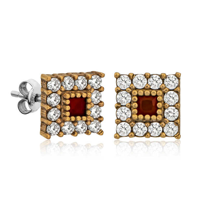 Silver Authentic Square Studded Women's Earrings image 0