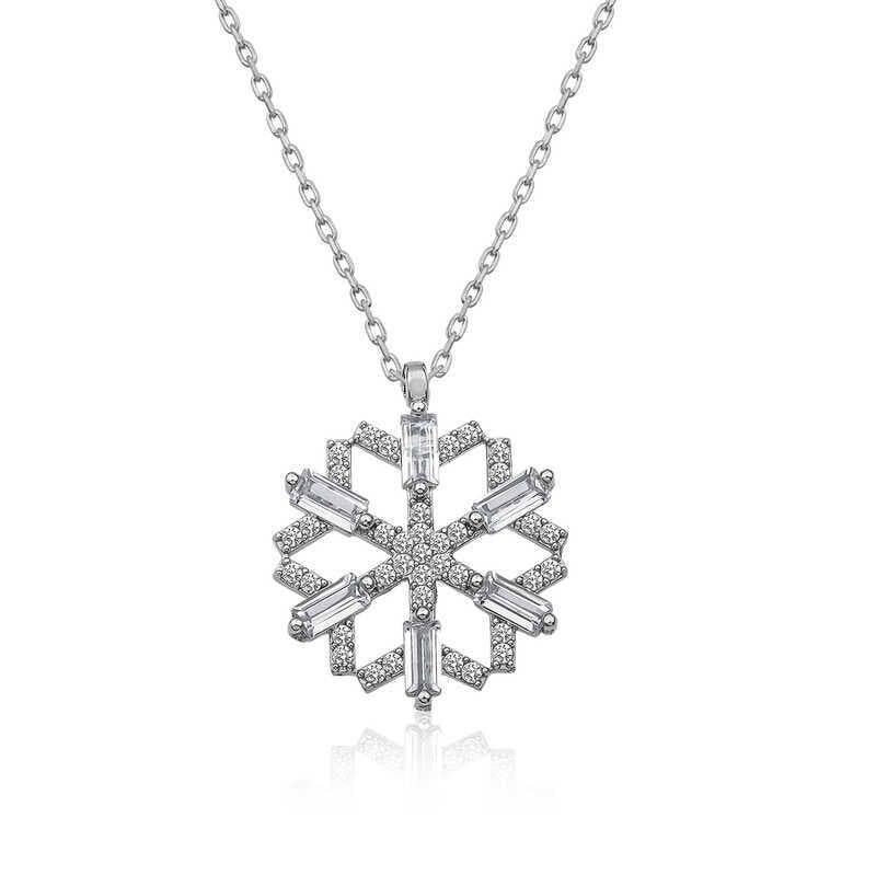 Silver Baguette Snowflake Necklace image 0