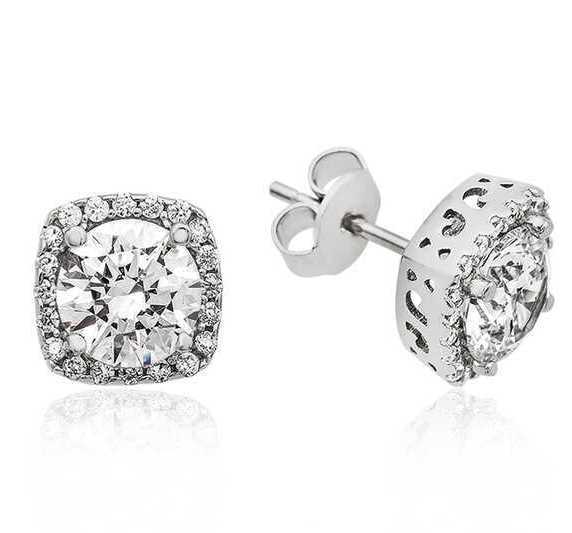 925 Sterling Silver Square Zircon Stone stud earring image 0