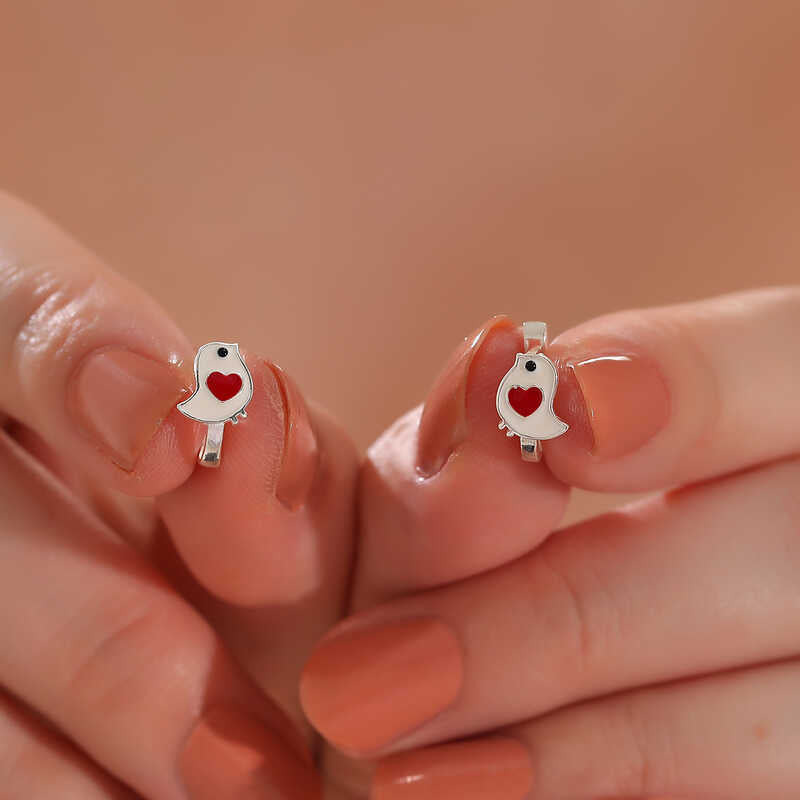Bird with Heart Girl's Earrings image 1