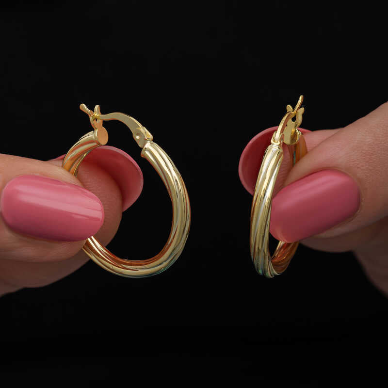 Silver Gold 3 mm Twisted Charnel Earrings image 0