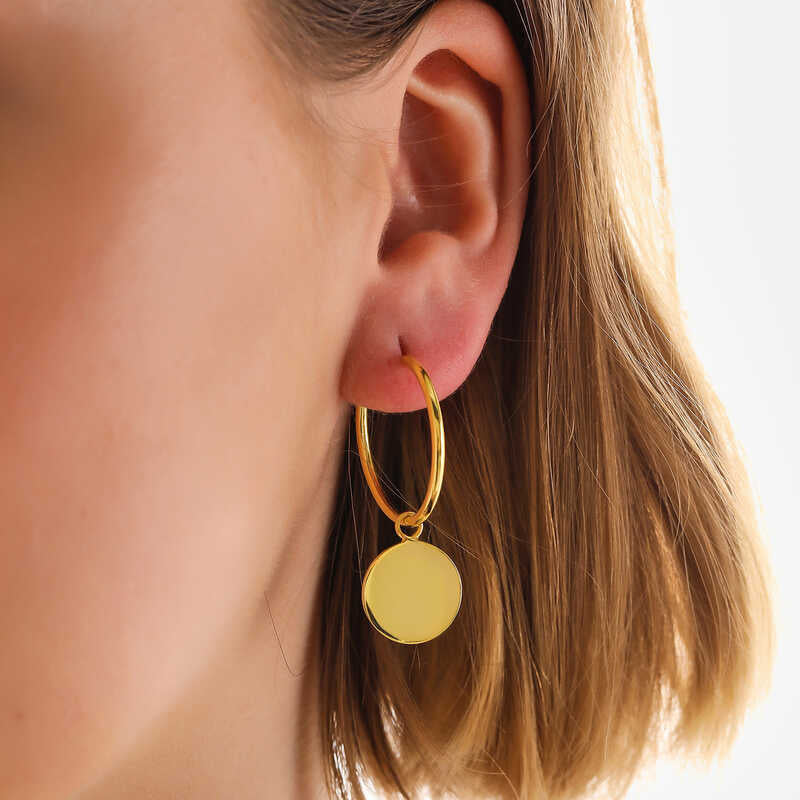 Silver Gold Dangle Hoop Women's Earrings image 1