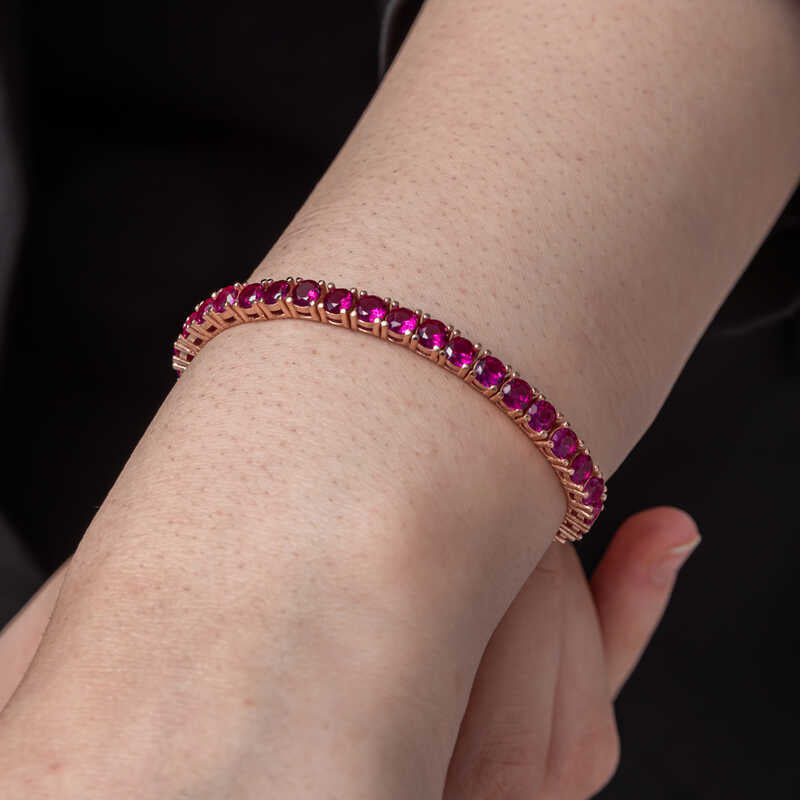 Silver Pink Stone Tennis Bracelet – Rhodium Plated image 0