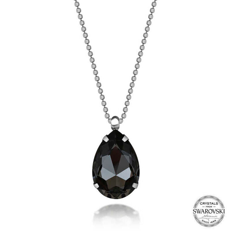 Swarovski Crystal Stone Ball Chain Drop Silver Women's Necklace image 0