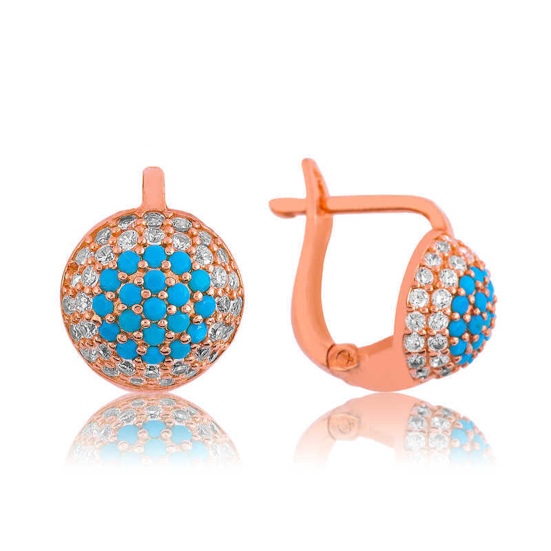 925 Sterling Silver Blue Round Earrings image 0