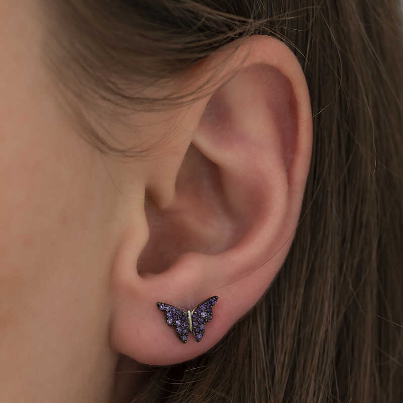Silver Butterfly Earrings image 1