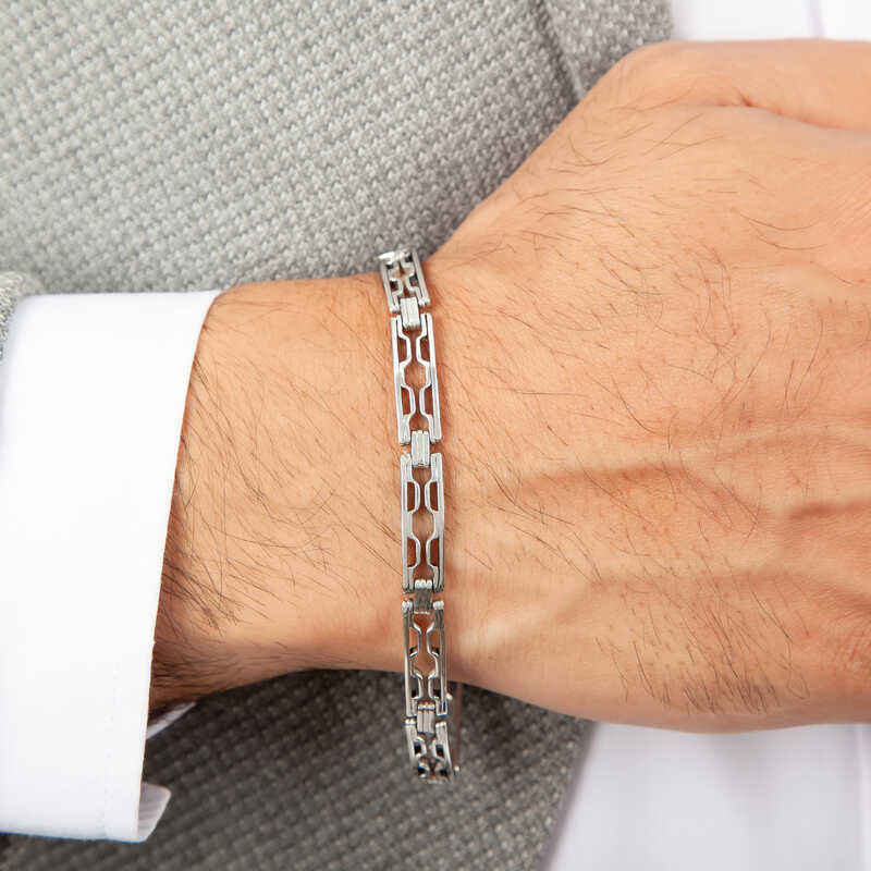 Men’s Silver Oxidized Bracelet image 1