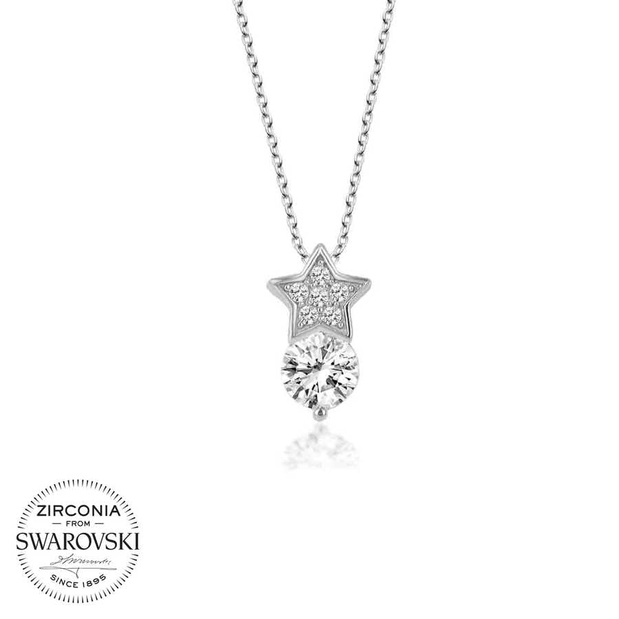 Swarovski Stone Silver Star Solitaire Women's Necklace image 0