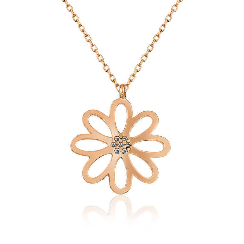 Silver Rose Flower Women's Necklace image 0