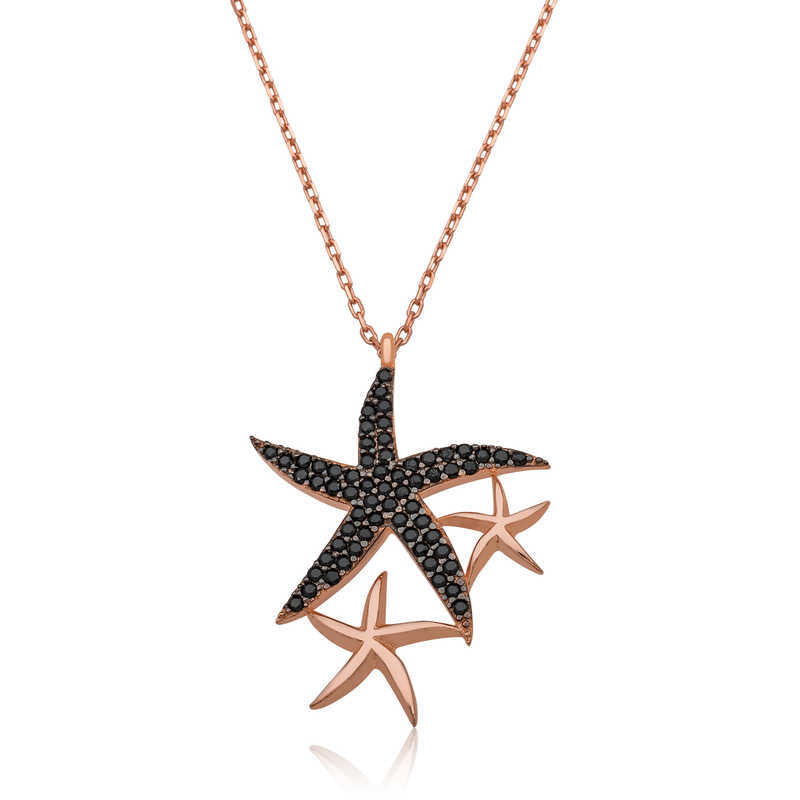 Black stone starfish women's necklace image 0