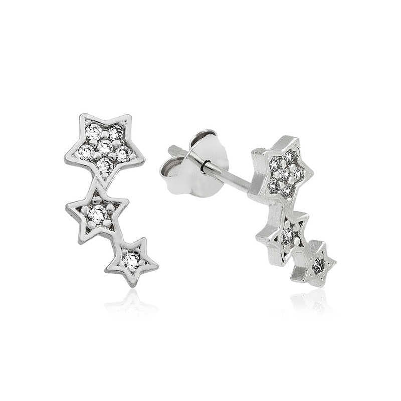 Silver Shooting Star Stud Earrings image 0