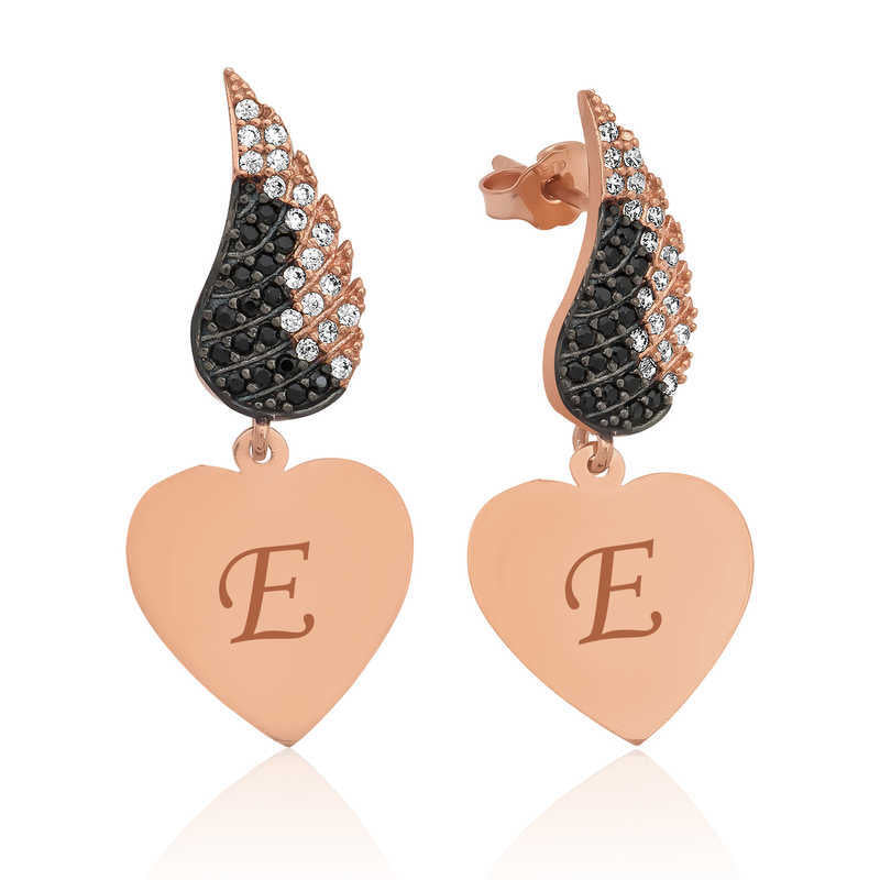 Silver Winged Heart Earrings image 0