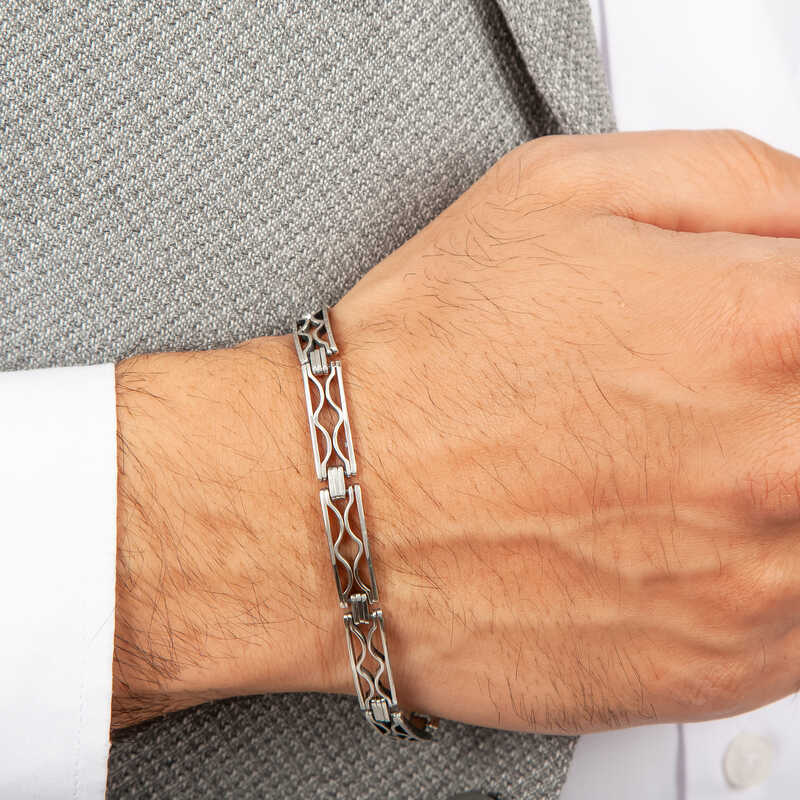 Men’s Oxidized Silver Bracelet image 1