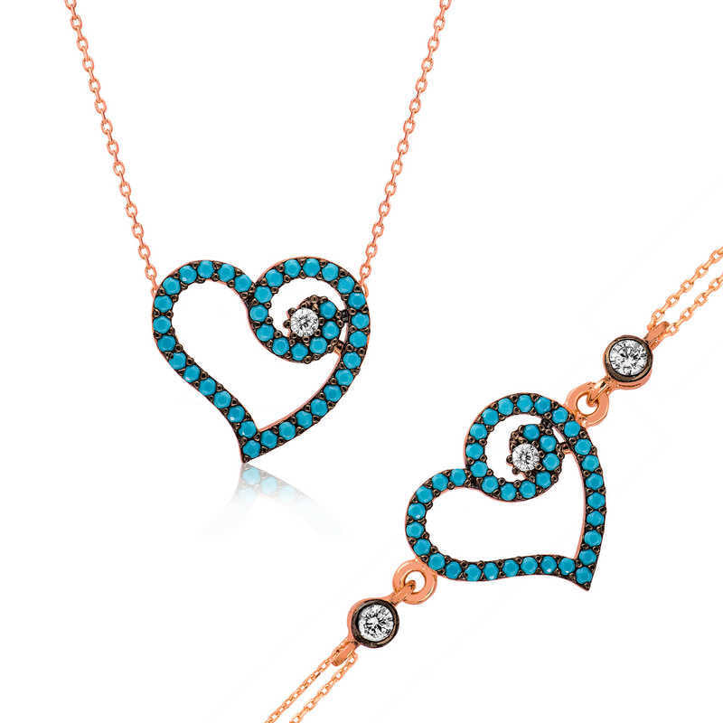 Silver Blue Heart Women's Set image 0
