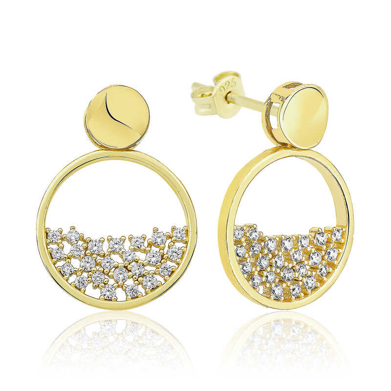 925 Silver Gold Plated Dew Drop Women's Earrings image 0